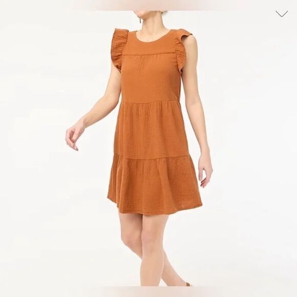 JCrew Tiered Ruffle Dress in Pumpkin size 14 - Picture 1 of 5